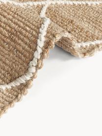 Tapis en jute fait main Kunu, 100 % jute, Brun, blanc, larg. 80 x long. 150 cm (taille XS)