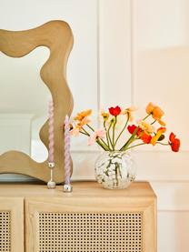 Ručne fúkaná váza s bodkovaným vzorom Leopard, Fúkané sklo, Priehľadná, biela, Ø 20 x V 18 cm