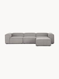 Modulaire bank Lennon (4-zits) van corduroy met kruk, Bekleding: corduroy (92% polyester, , Frame: massief grenenhout, multi, Poten: kunststof, Corduroy lichtgrijs, B 327 x H 207 cm