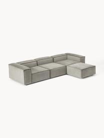 Modulares Sofa Lennon (4-Sitzer) aus Cord mit Hocker, Bezug: Cord (92 % Polyester, 8 %, Gestell: Massives Kiefernholz, Spe, Füße: Kunststoff Dieses Produkt, Cord Grau, B 327 x T 207 cm