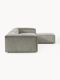 Modulares Sofa Lennon (4-Sitzer) aus Cord mit Hocker, Bezug: Cord (92 % Polyester, 8 %, Gestell: Massives Kiefernholz, Spe, Füße: Kunststoff Dieses Produkt, Cord Grau, B 327 x T 207 cm