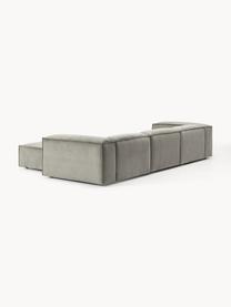 Modulares Sofa Lennon (4-Sitzer) aus Cord mit Hocker, Bezug: Cord (92 % Polyester, 8 %, Gestell: Massives Kiefernholz, Spe, Cord Grau, B 327 x T 207 cm