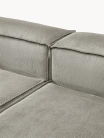 Canapé modulable 4 places en velours côtelé avec pouf Lennon, Velours côtelé gris, larg. 327 x prof. 207 cm