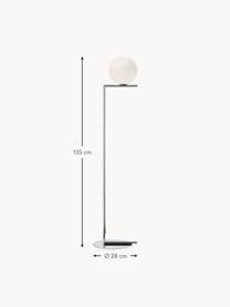 Dimmbare Stehlampe IC Lights, mundgeblasen, Lampenschirm: Glas, Silberfarben glänzend, Weiß, H 185 cm