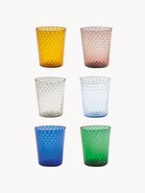 Handgemaakte waterglazen Veneziano, 6-delig, Glas, Meerkleurig, Ø 8 x H 10 cm, 330 ml