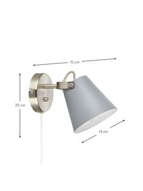 Wandleuchte Tribe mit Stecker, Lampenschirm: Stahl, pulverbeschichtet, Gestell: Stahl, gebürstet, Grau, 14 x 20 cm