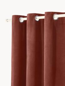 Rideaux occultants en velours avec œillets Rush, 2 pièces, 100% polyester (recyclé), certifié GRS, Rouge rouille, larg. 135 x long. 260 cm