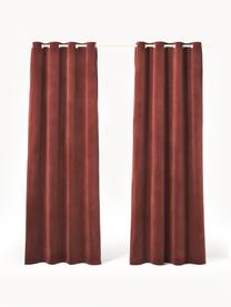 Cortinas oscurecedoras de terciopelo con ojales Rush, 2 uds., 100% poliéster (reciclado) con certificado GRS, Rojo cobrizo, An 135 x L 260 cm