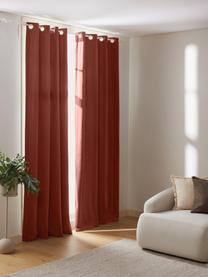 Cortinas oscurecedoras de terciopelo con ojales Rush, 2 uds., 100% poliéster (reciclado) con certificado GRS, Rojo cobrizo, An 135 x L 260 cm