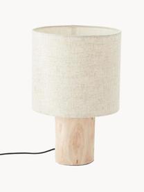 Lampada da tavolo piccola scandi in legno e lino Pia, Paralume: lino, Base della lampada: legno certificato FSC, Beige, Ø 20 x Alt. 30 cm