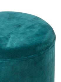 Pouf in velluto Harlow, Rivestimento: velluto di cotone, Petrolio, dorato, Ø 38 x Alt. 42 cm