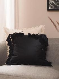 Federa arredo nera con nappe Shylo, 100% cotone, Nero, Larg. 40 x Lung. 40 cm
