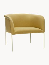 Loungefauteuil Eyrie, Bekleding: 100% polyester Met 40.000, Frame: gecoat staal, Geweven stof mosterdgeel, lichtbeige, B 89 x D 58 cm