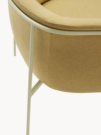 Loungefauteuil Eyrie, Bekleding: 100% polyester Met 40.000, Frame: gecoat staal, Geweven stof mosterdgeel, lichtbeige, B 89 x D 58 cm