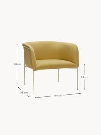 Loungefauteuil Eyrie, Bekleding: 100% polyester Met 40.000, Frame: gecoat staal, Geweven stof mosterdgeel, lichtbeige, B 89 x D 58 cm