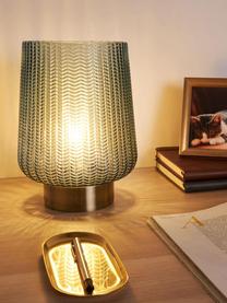 Mobilna lampa stołowa LED z funkcją timera Pretty Glamour, Szkło, metal, Miętowy zielony, odcienie złotego, Ø 19 x W 26 cm