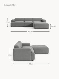 Ecksofa Melva (4-Sitzer), Bezug: 100 % Polyester Der strap, Gestell: Massives Kiefern- und Fic, Füße: Kunststoff Dieses Produkt, Webstoff Dunkelgrau, B 319 x T 195 cm, Eckteil links