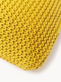 Housse de coussin en tricot Adalyn, 100 % coton bio, certifié GOTS, Jaune moutarde, larg. 40 x long. 40 cm