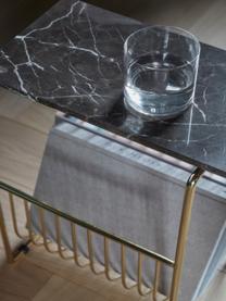 Tavolino in marmo con portariviste Sino, Struttura: metallo rivestito, Dorato, nero marmorizzato, Larg. 45 x Alt. 51 cm