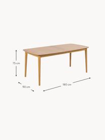 Mesa de comedor extensible Montreux, 180-220 x 90 cm, Tablero: fibras de densidad media,, Patas: madera de caucho, teñidas, Madera de roble, An 180/220 x F 90