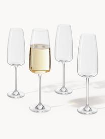 Poháre na šampanské z krištáľového skla Lucien, 4 ks, Krištáľové sklo, Priehľadná, Ø 7 x V 25 cm, 340 ml