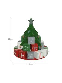 Adventskalender Tree H 29 cm, Gecoat MDF, Groen, rood, wit, grijs, Ø 26 x H 29 cm