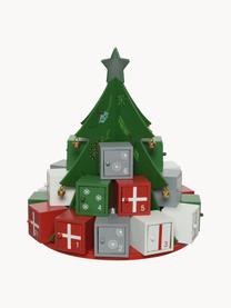 Adventskalender Tree H 29 cm, Gecoat MDF, Groen, rood, wit, grijs, Ø 26 x H 29 cm