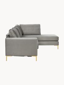 Samt-Schlafsofa Luna (3-Sitzer) mit Matratze, Bezug: Samt (100 % Polyester) De, Gestell: Massives Buchenholz, Schi, Samt Grau, B 270 x T 184 cm, Eckteil rechts