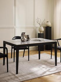 Mesa de comedor en look mármol Jackson, tamaños diferentes, Tablero: piedra cerámica con aspec, Madera de roble pintado en negro, An 140 x F 90 cm