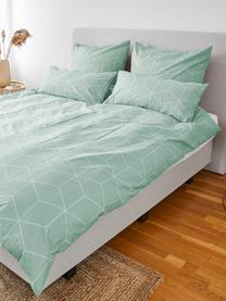 Housse de couette en coton Lynn, Menthe, blanc crème, larg. 140 x long. 200 cm