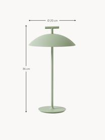 Lampe à poser LED mobile intensité variable Mini Geen-A, Métal, revêtement par poudre, Vert sauge, Ø 20 x haut. 36 cm