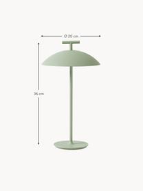 Lámpara de mesa LED para interior/exterior Mini Geen-A, portátil, Metal con pintura en polvo, Verde salvia, Ø 20 x Al 36 cm