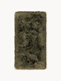 Tapis shaggy longs poils Jimmy, 100 % polyester, certifié GRS, Vert olive, larg. 80 x long. 150 cm (taille XS)