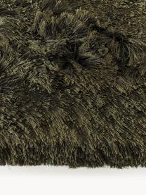 Tapis shaggy longs poils Jimmy, 100 % polyester, certifié GRS, Vert olive, larg. 80 x long. 150 cm (taille XS)