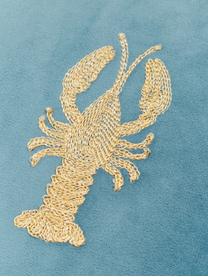 Cojín bordado de terciopelo Lobster, con relleno, 100% terciopelo

El color del terciopelo puede variar dependiendo de la luz y la dirección en que se encuentre, Azul, dorado, An 45 x L 45 cm