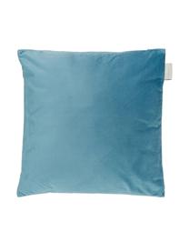 Haftowana poduszka z aksamitu z wypełnieniem Lobster, 100% aksamit, Niebieski, odcienie złotego, S 45 x D 45 cm