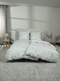 Vzorovaná bavlnená posteľná bielizeň Korey, Zelená, krémovobiela, 135 x 200 cm + 1 vankúš 80 x 80 cm