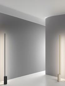 Lampada da terra a LED con base in marmo e luce regolabile Hilow Line, Struttura: metallo rivestito, Dorato, beige marmorizzato, Alt. 207 cm