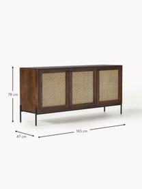 Sideboard Vienna mit Wiener Geflecht, Korpus: Massives Mangoholz, FSC-z, Mangoholz, B 165 x H 77 cm