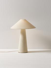 Lámpara de mesa grande de lino Ilena, Pantalla: lino, Estructura: lino, Cable: cubierto en tela, Blanco Off White, Ø 40 x Al 52 cm
