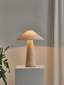 Velká stolní lampa ze lnu Ilena, Tlumeně bílá, Ø 40 cm, V 52 cm