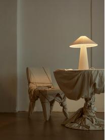 Lámpara de mesa grande de lino Ilena, Lámpara: lino, Cable: cubierto en tela, Blanco Off White, Ø 40 x Al 52 cm