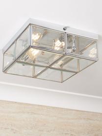Kleine plafondlamp Ben, Lampenkap: glas, Chroomkleurig, transparant, B 26 x H 10 cm