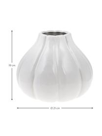 Vaso bianco decorativo Samoa, Gres, Bianco, Ø 21 x Alt. 19 cm