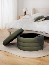 Grand pouf en tissu bouclé avec rangement Alto, Bouclé vert foncé, Ø 69 x haut. 44 cm