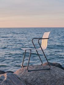 Ručně vyrobená zahradní židle s područkami Ocean, Světle béžová, černá, Š 60 cm, H 56 cm