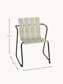Ručne vyrobená záhradná stolička s opierkami Ocean, Svetlobéžová, čierna, Š 60 x H 56 cm