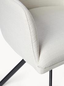 Krzesło tapicerowane z podłokietnikami Lola, obrotowe, Tapicerka: poliester, Nogi: metal malowany proszkowo, Tkanina w odcieniu złamanej bieli, czarny, S 53 x G 55 cm