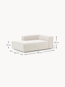 Chaise longue hoekmodule Lennon uit bouclé, Bekleding: bouclé (100% polyester) M, Frame: massief grenenhout, multi, Poten: kunststof Dit product is , Bouclé gebroken wit, B 119 x D 180 cm, hoekdeel links