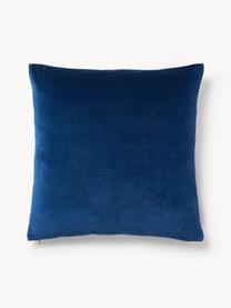 Housse de coussin en velours avec motif hivernal Celeste, Bleu foncé, larg. 60 x long. 60 cm